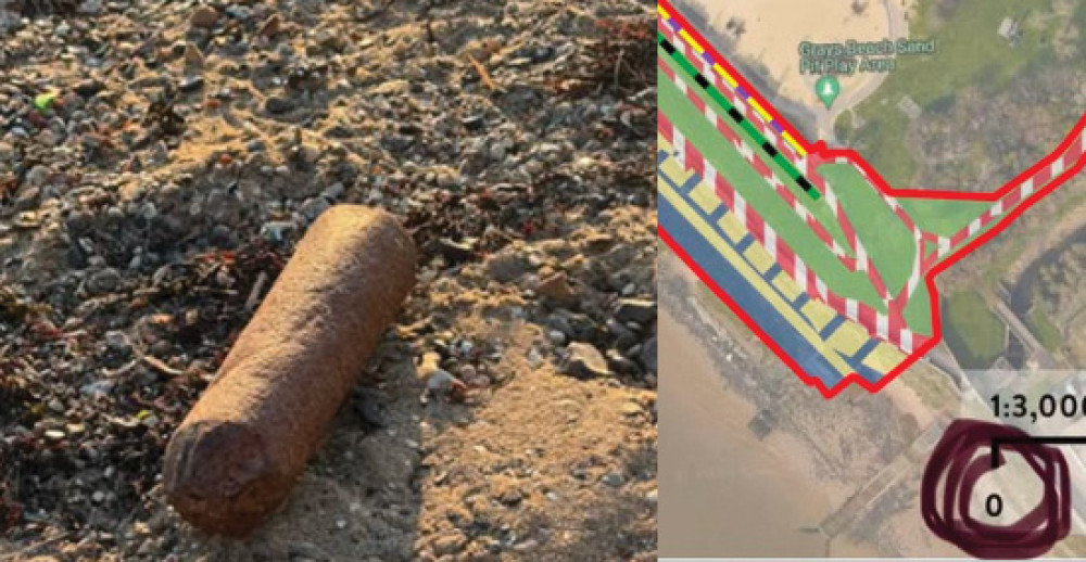 UX on the beach? The cannister washed up near Thurrock Yacht Club