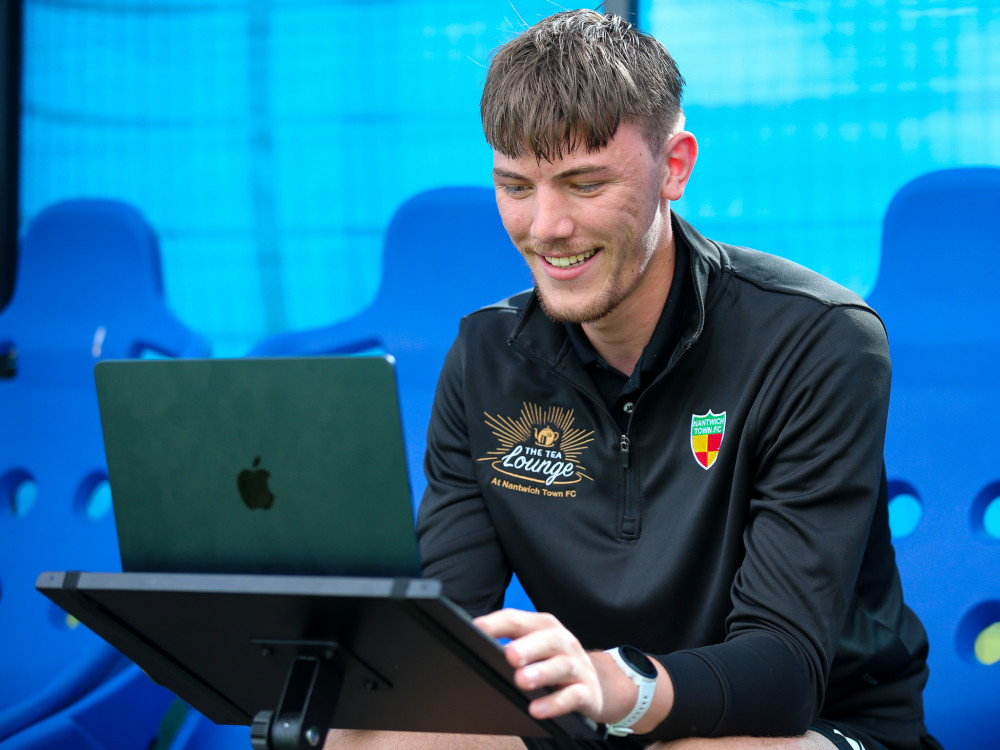 Nantwich Town FC has strengthened its 2026/27 season backroom team with the appointment of its first-ever full-time Football Analyst, George Edge-Robinson (Photo: Jonathan White).