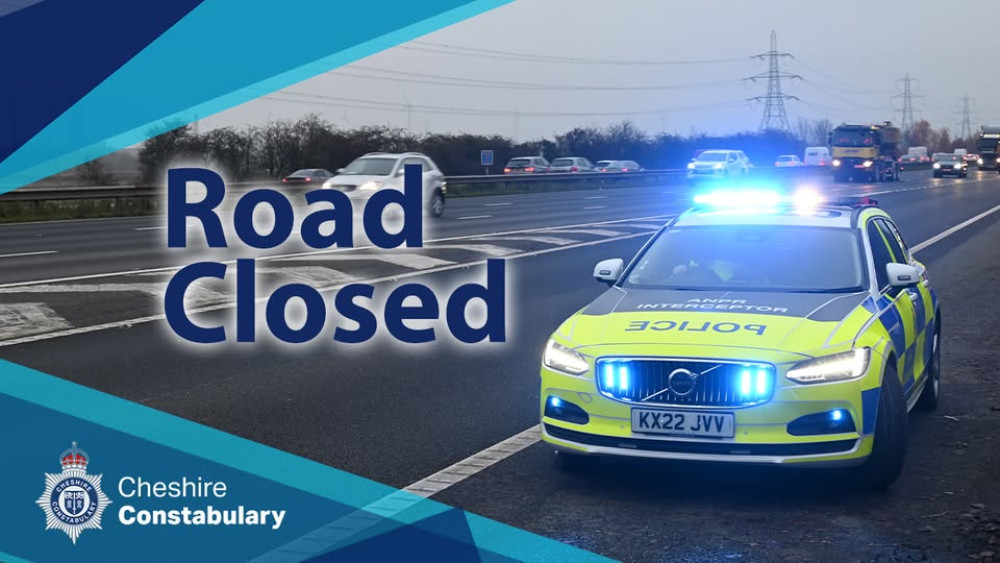 M6 closed between Junctions 16 and 17 due to a crash. (Image: Cheshire Police) 