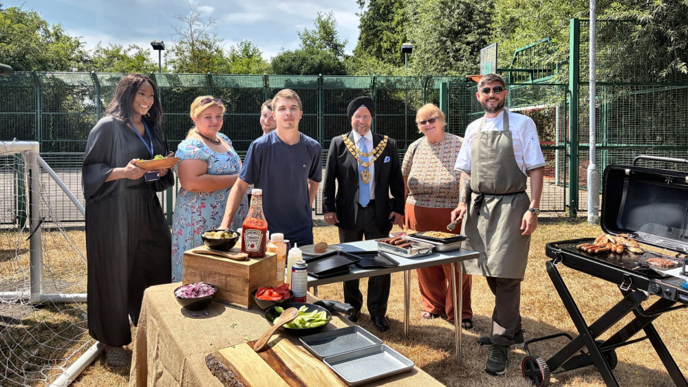 The Mayor of Solihull with Siobhan Beckford from the Next Steps Team, care-experienced young people, and Chef Aairon Dalton (image supplied)