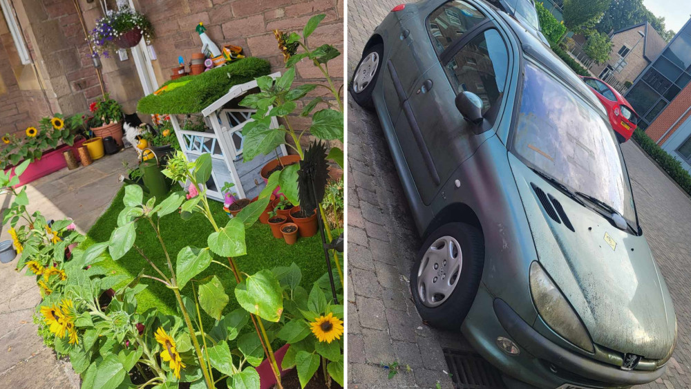 A Macclesfield tenant has been ordered to tear down her garden while a mouldy car is 'left to rot' outside her home (Credit: Supplied)