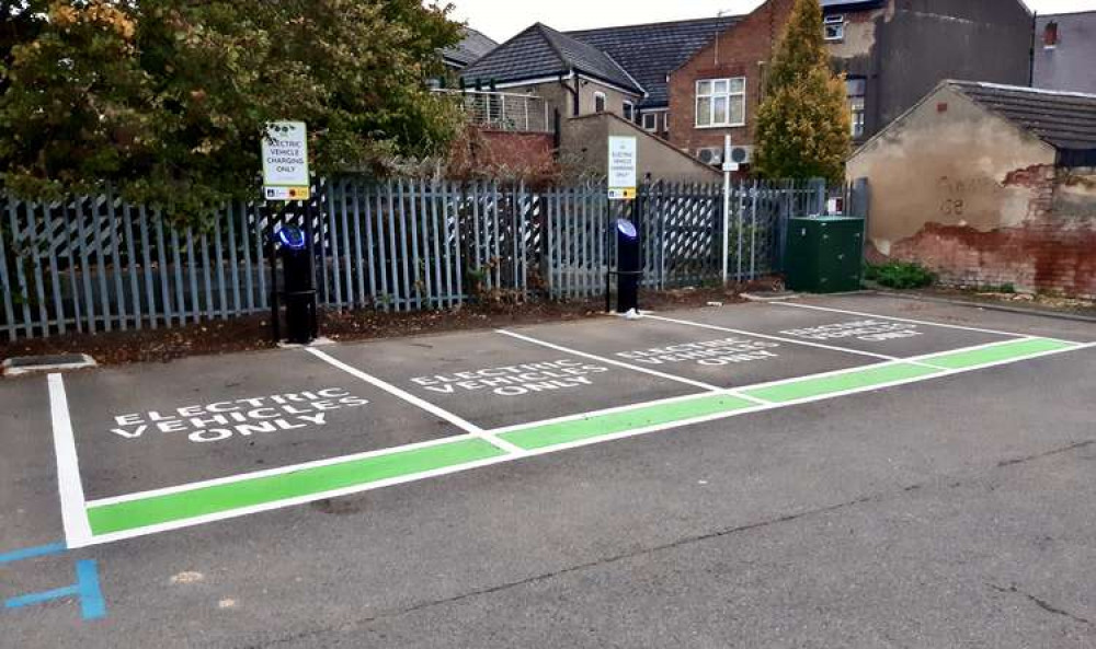 The new electric vehicle charging points, Margaret Street car park, Coalville.