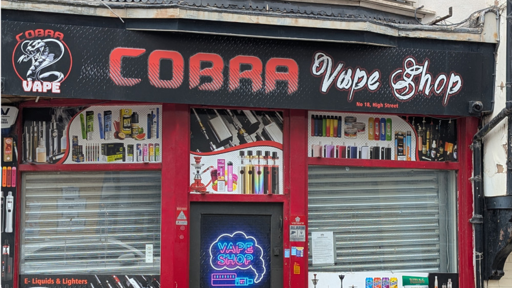 Cobra Vape Shop, at 18 High Street Newcastle-under-Lyme (image via LDRS)