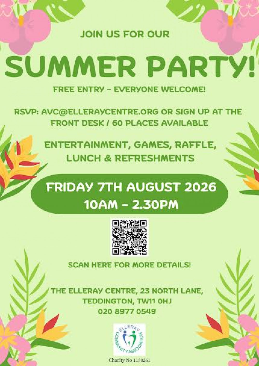Free Lunch ad Summer Party at The Elleray Centre