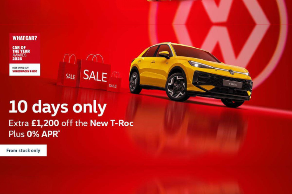 Save £1,200 on a Volkswagen T-Roc with this limited-time offer at Crewe Volkswagen.
