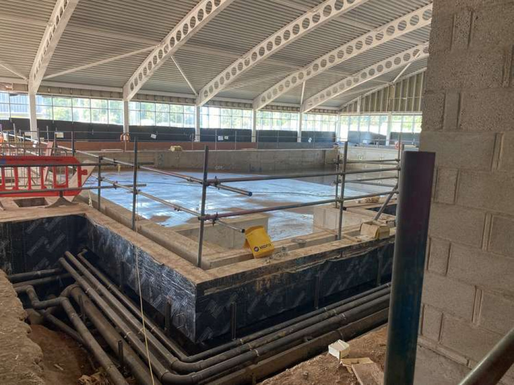 The swimming pool was already taking shape last summer