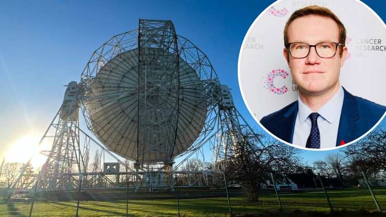 Macclesfield MP Tim Roca has shared an update on the funding situation at Jodrell Bank (Credit: Nub News/Tim Roca MP)