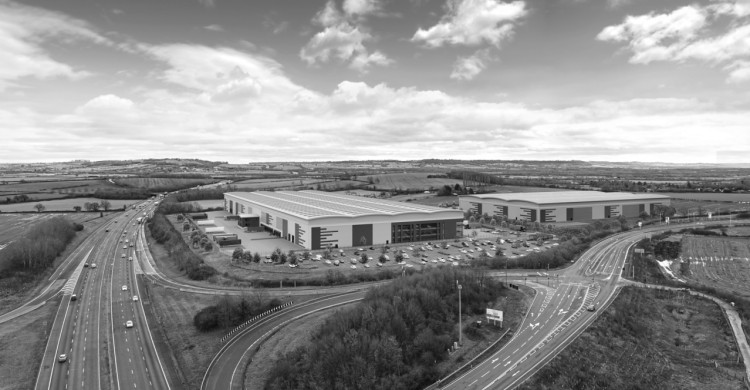 The buildings would be built along the M40 at junction 12 (image via planning application)
