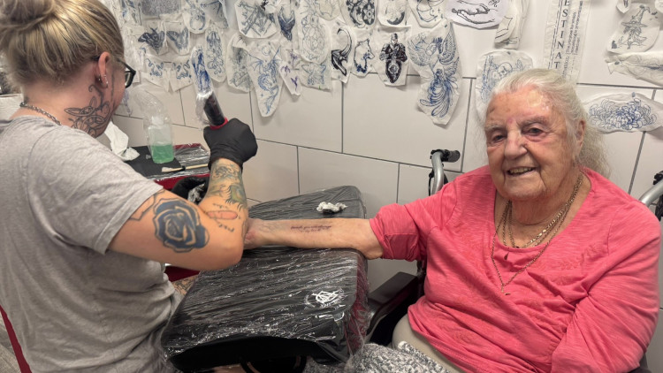 Sheila paid tribute to her husband with a tattoo (image via Borough Care)