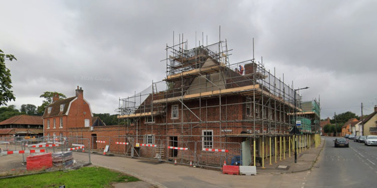 Works at the former Babergh District Council headquarters in Corks Lane, Hadleigh, in 2023