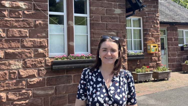 MP Leigh Ingham outside Maer Village Hall (image via Leigh Ingham)