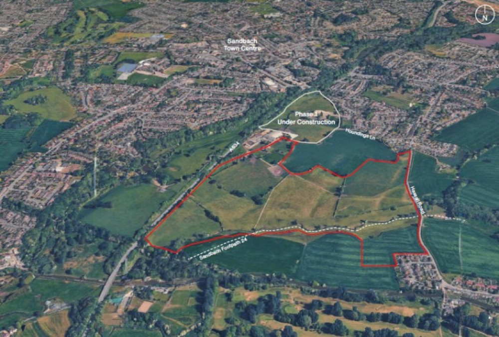 The application site off Houndings Lane at Sandbach (from planning documents)