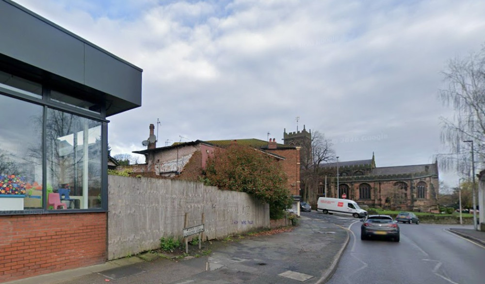 Lewin Street, Middlewich (Google) The application site is close to the library off Lewin Street at Middlewich (Google)