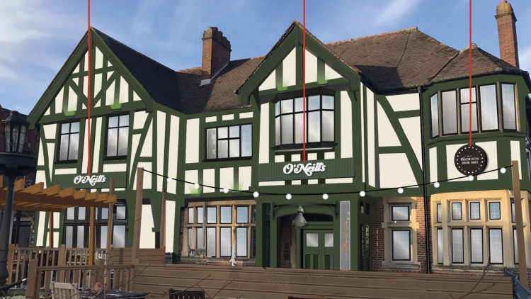 The approved plans will see the venue's existing signage updated and the outside of the building enhanced with a new green and white colour scheme (Image via planning application)