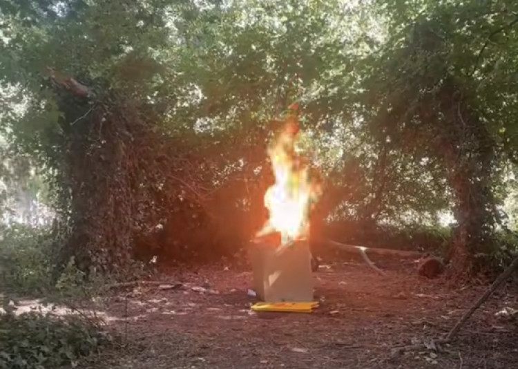 Police warn of youths causing fires with exploding cans near Leamington, with serious injury risk amid dry weather (image via Leamington Police) 