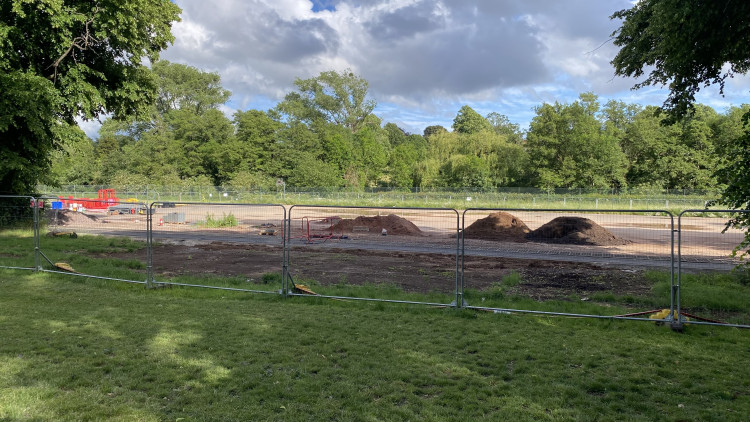 The Abbey Fields tennis courts were used as a compound during construction of the new pools (image by Nub News)