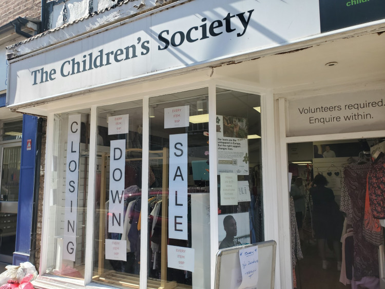 A closing down sale is running at The Children's Society in Warwick (image by Geoff Ousbey)