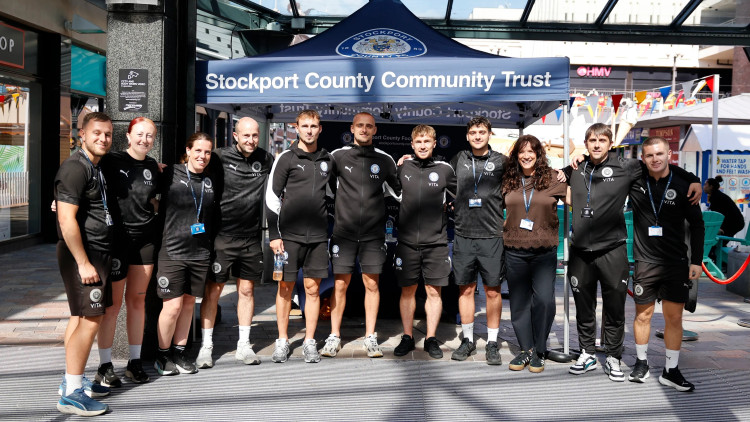 Stockport County Community Trust appeared in Stockport on Thursday 30 July as part of a 'town takeover' (Image - Stockport County)