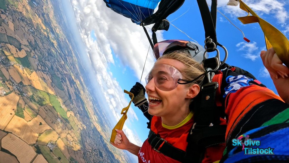 Eden Schiller completed a skydive to raise money for Arthritis UK (image via Arthritis UK)