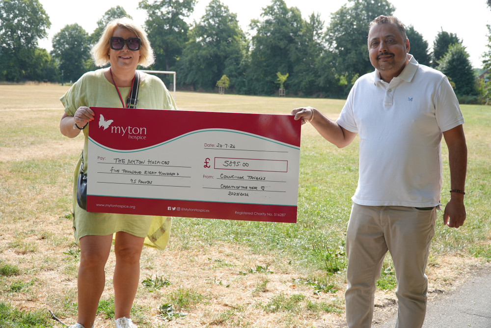 Cllr Tangri with Louise Careless, Community Fundraiser at The  Myton Hospices (image supplied)