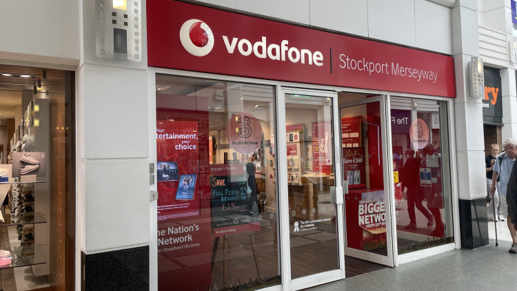 The Three Mobile shop in Stockport town centre has closed, with the company's goods and services now being provided from the Vodafone shop (Image - Nub News)