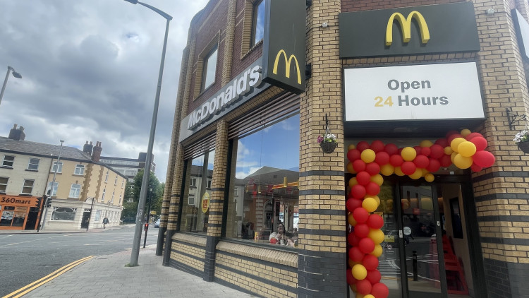 The McDonald's at Grand Central on Wellington Road South, Stockport town centre, re-opened on Thursday 6 August following an extensive refurbishment (Image - Nub News)