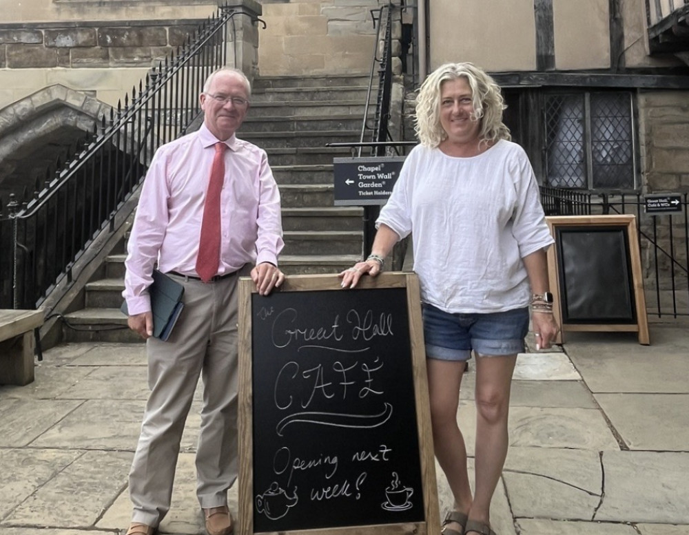  Daren Bowyer, Master of the Lord Leycester, with Katie Proudfoot, co-owner of the The Fourpenny Pub, restaurant and hotel (image supplied) 