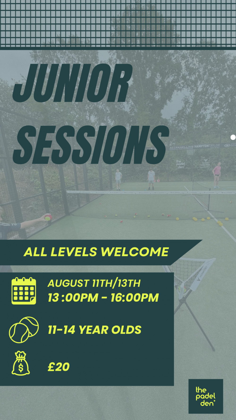 Junior Padel Sessions 11-14 Year Olds