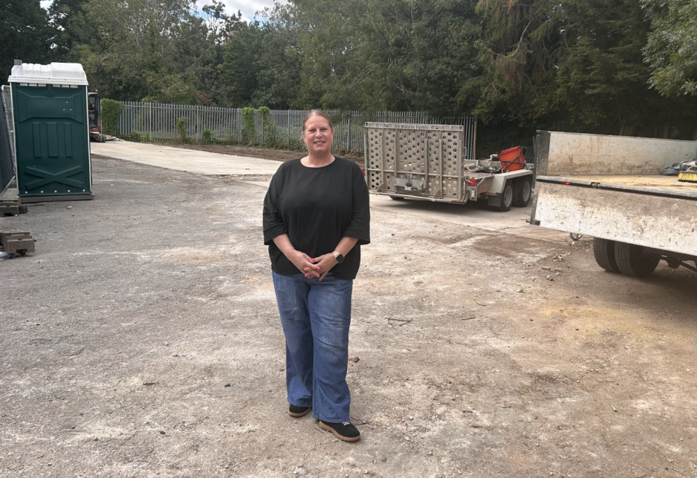 Mandy Burford, Chair of PPCC in front of cleared site (image supplied) 