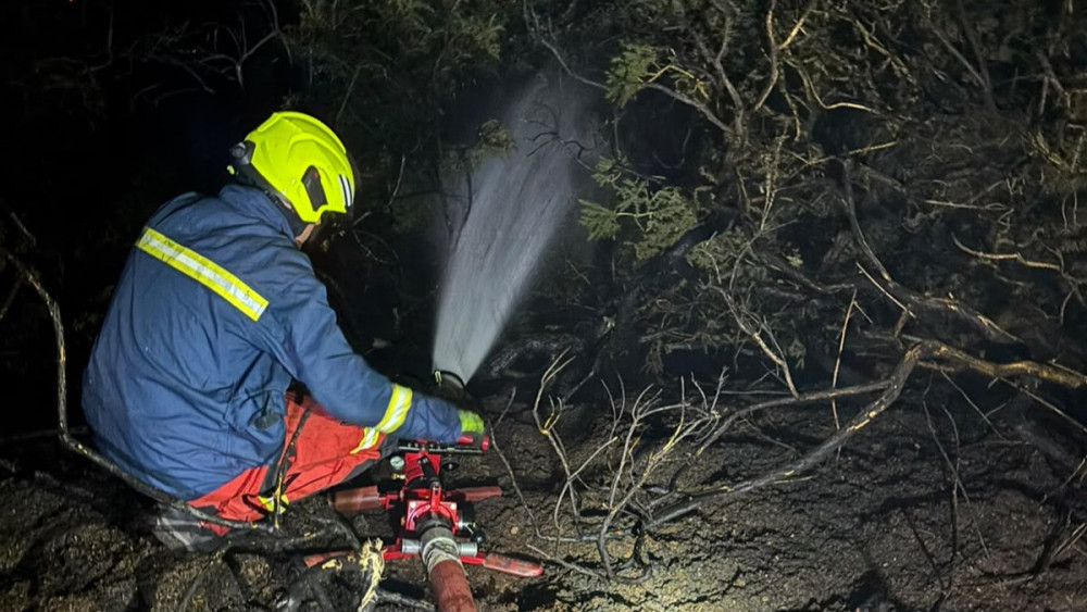 Crews used four hose reel jets and a wildfire hose to extinguish the fire (image via Staffordshire Fire and Rescue Service)