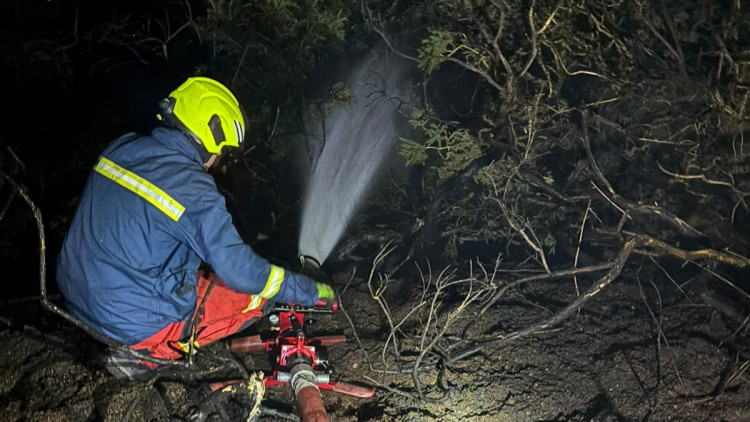 Crews used four hose reel jets and a wildfire hose to extinguish the fire (image via Staffordshire Fire and Rescue Service)