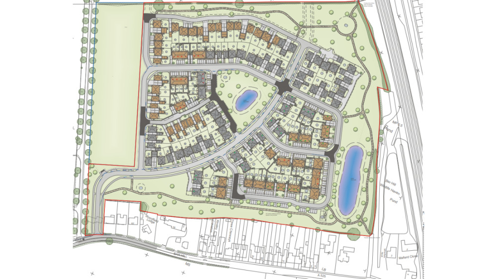 A proposed layout of the development planned for land off Bar Hill, Madeley (image via planning application)