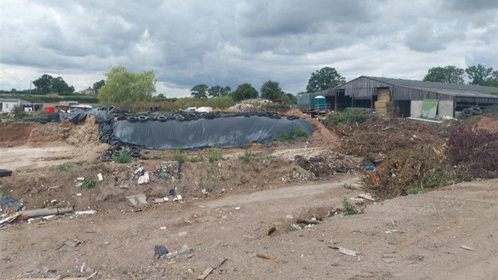 Two men - aged 69 and 37 - have been arrested as part of an investigation into large-scale illegal waste dumping at a farm in Middlewich (Image - Cheshire Police)