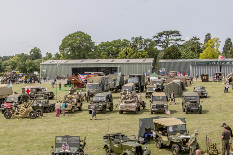 Military vehicles in military camp. Military Air Show 2025 © The Shuttleworth Trust. Photo Nick Blacow