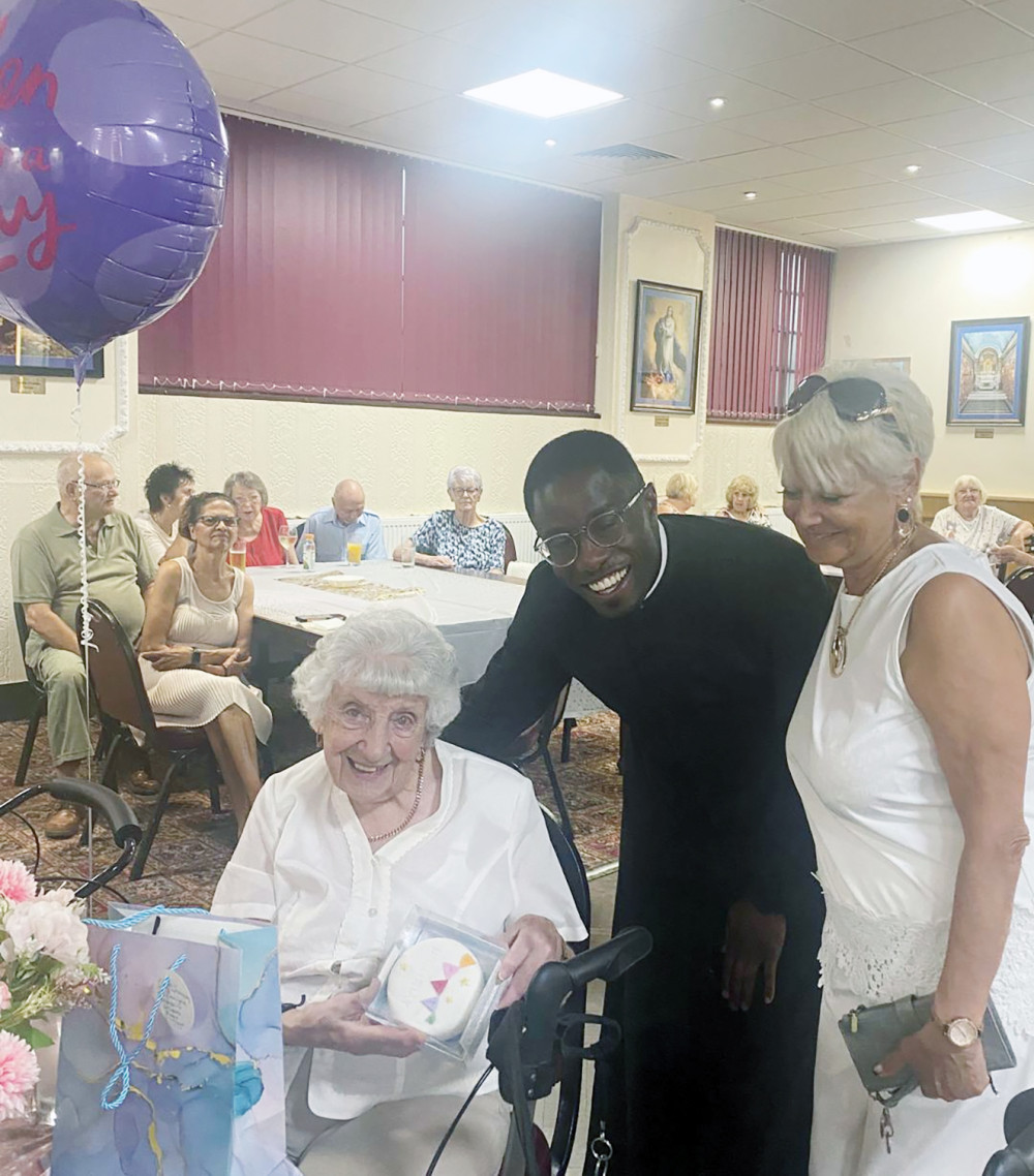 Florrie with Fr Paschal Uche and daughter Tina.