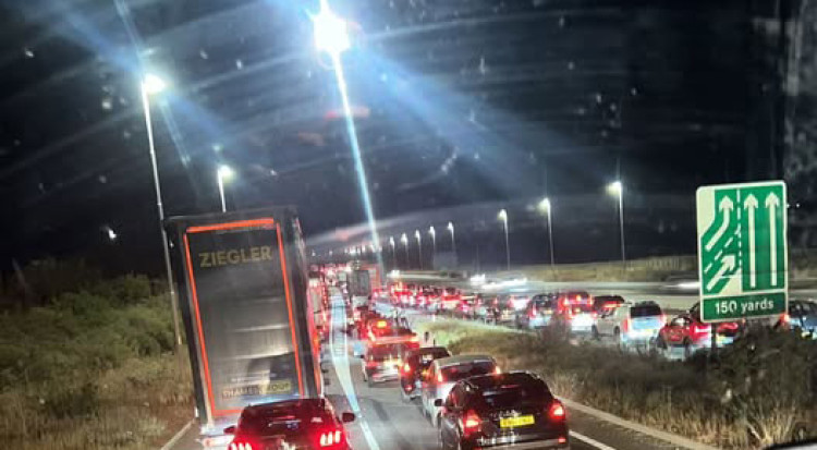 The accident backed up traffic as far back as the Manorway roundabout junction and beyond. 
