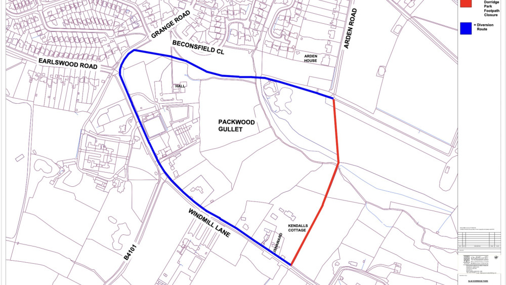 A signed diversion route will be in place, directing pedestrians through the park to Grange Road and then Windmill Lane (Image via SMBC)