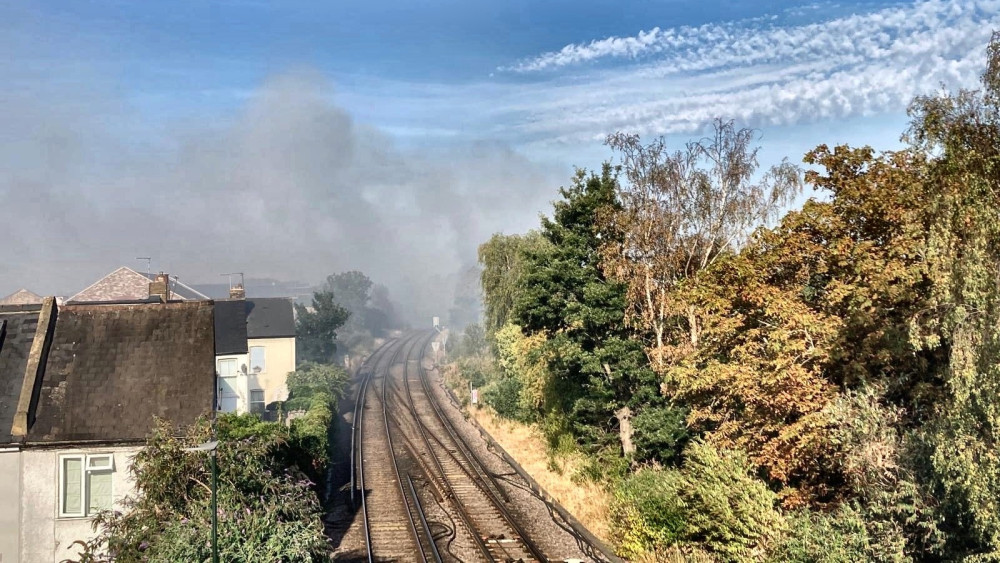 Smoke and soot could be seen coming from the recycling depot on the morning of 14 August (credit: @russell1871/ X).