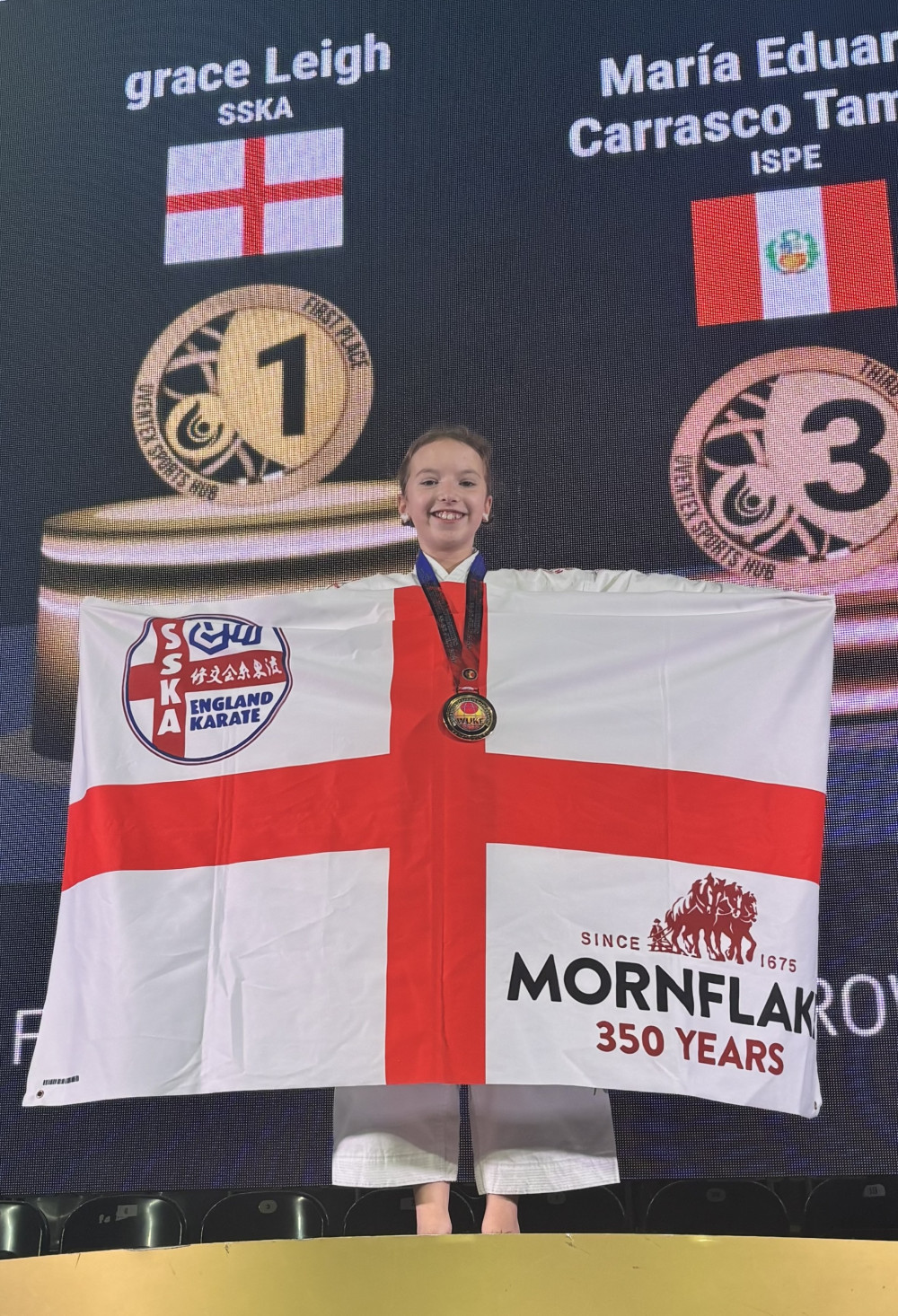 Ten-year-old black belt from Winterley, Grace Leigh, has won gold in her age range in the WUKF Karate World Championships. (Photo: Amanda Leigh)