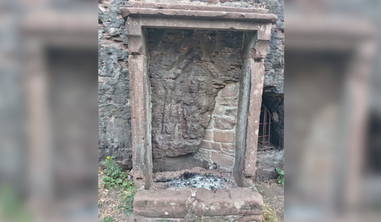 A fire lit at the base of the Minerva Shrine in Handbridge is being treated as a "suspected heritage crime" (Image: Cllr Matt Carter - Handbridge Park Ward)