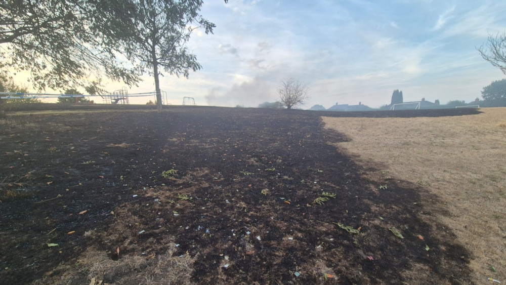 Crews were first called to a grass area at the back of Wignall Road on Thursday 13 August (image via Staffordshire Fire and Rescue Service)