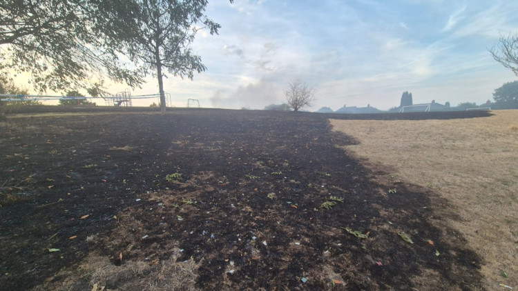 Crews were first called to a grass area at the back of Wignall Road on Thursday 13 August (image via Staffordshire Fire and Rescue Service)