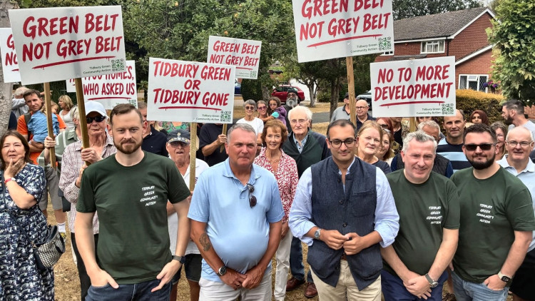 More than 50 Tidbury Green villagers attended the event, saying they did not want potentially more than 1,000 homes built in their area (Image: LDRS)