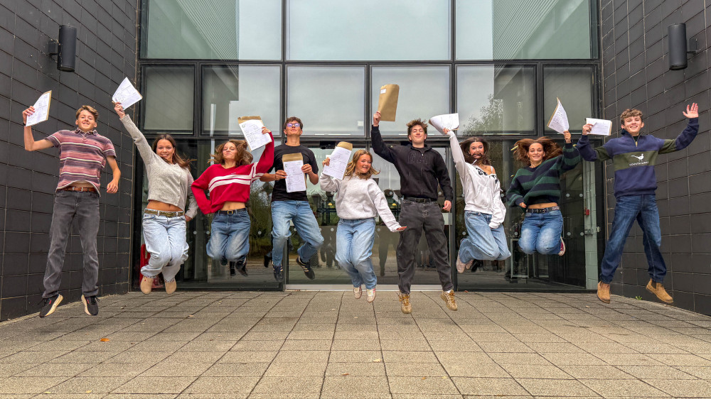 Students celebrate collecting their GCSE results (Photo: Catmose Collage)