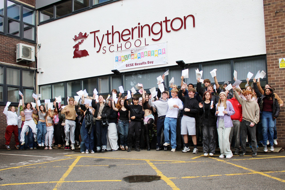 Students and staff celebrate GCSE results day 2026 at Tytherington School on Manchester Road (Credit: Supplied)