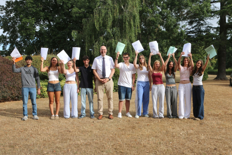 Grove du Toit (Headmaster) with Year 11 pupils at Princethorpe College (image supplied)