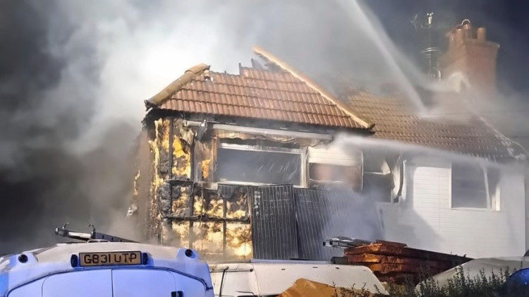 The fire occured at a house fire on Mount Pleasant Road in New Malden on Saturday (Credit: London Fire BBrigade/X)