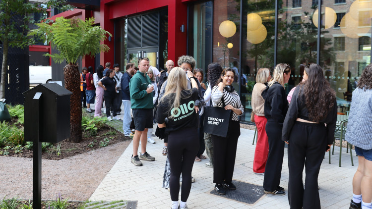 Dozens of people queued 'around the block' to have a look inside Stockport town centre's new Weir Mill flats (Image - LDRS)