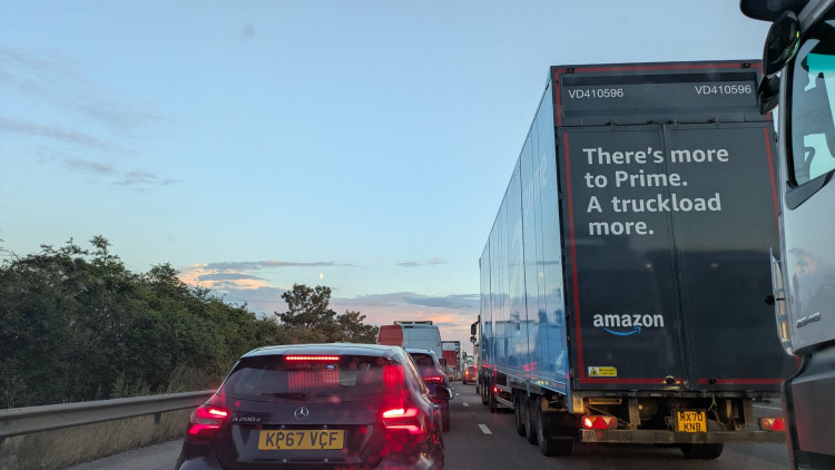 Motorists sat for hours on the M6 just below Junction 17 on Friday night. (Photo: Nub News) 
