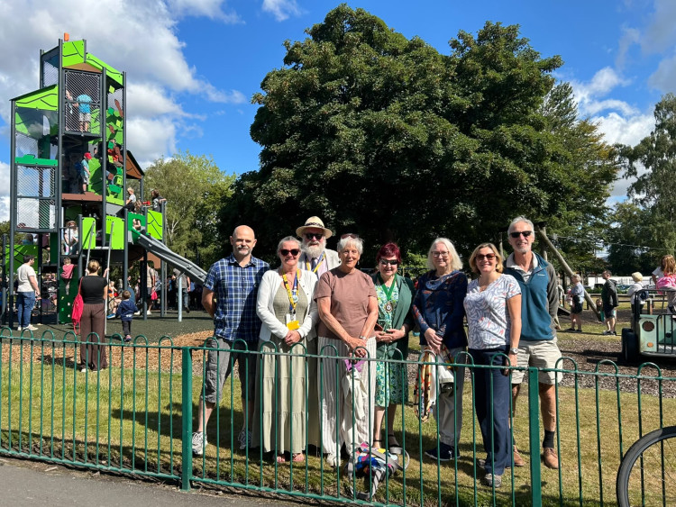 L-R: Councillors David Jefferay, Emma Gilman and David Edwardes with Ruth from Friends of West Park, councillor Judy Snowball, and Barbara, Melissa and David from Friends of West Park (Credit: Supplied)